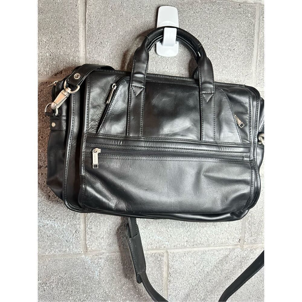 Heritage Leather Crossbody Messenger Bag Black